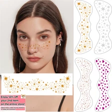 4 Pcs Glitter Freckles Patches Waterproof Temporary Tattoos Stickers Face Makeup
