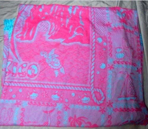 Throw Blanket Bed Sofa Mexico Beach Fish Starfish Ocean with Tassels Blue Pink - Picture 6 of 9