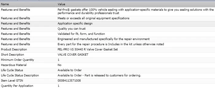 Conjunto de junta de tampa de válvula FEL-PRO para 1993-1997 TOYOTA COROLLA L4-1.6L - Imagem 2 de 4