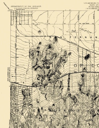 Topographical Map - Reseda California Quad - USGS 1928 - 23 x 29.75 ...