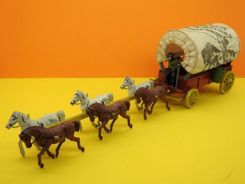 Moderne Produits Morestone 1950s Far West Cheval Tire Couvert Wagon & Conducteur - Photo 3 sur 8