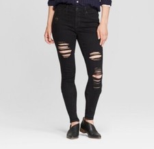 Universal Thread High Rise Distressed Jeggings Jeans Black Wash, Size 00L