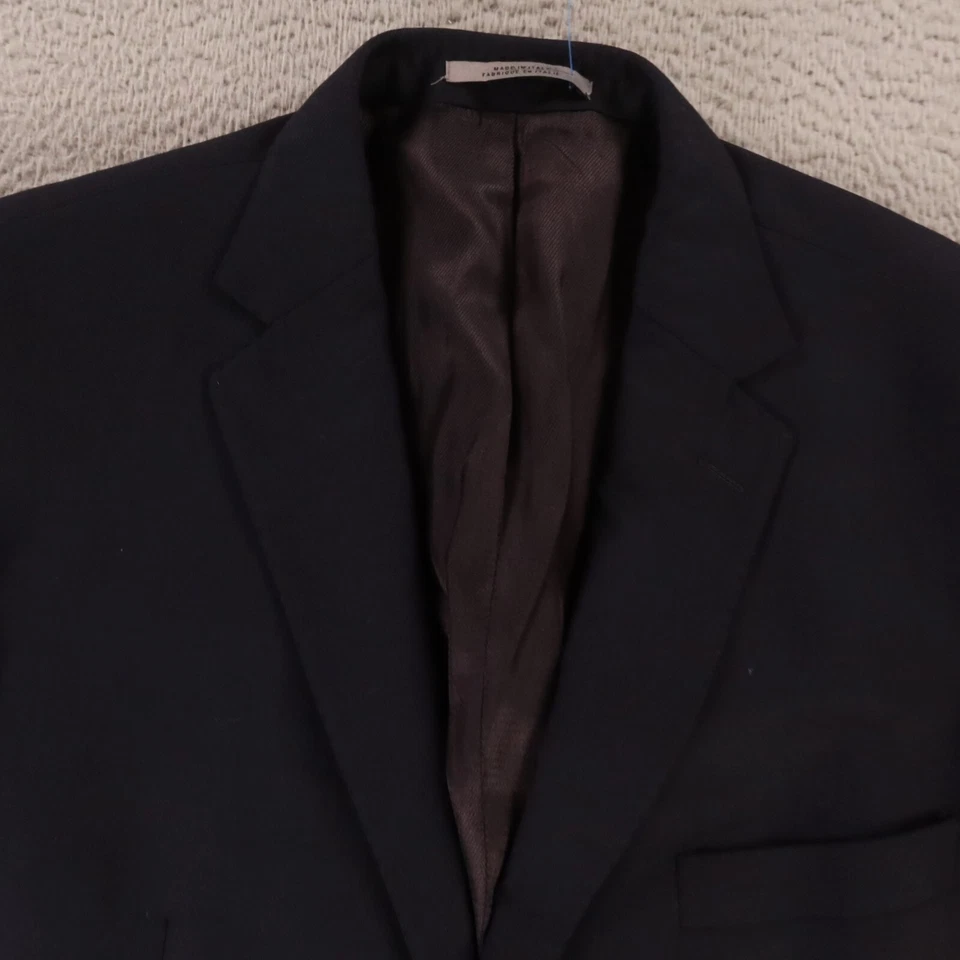 John W Nordstrom Jacket XL Blue Textured Worsted Wool Blazer Made in Italy 46R - Image 2 of 4