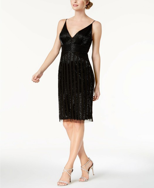 adrianna papell embellished slip dress