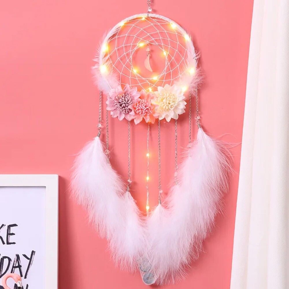with Feathers Dream Catcher Pendant Wall Hanging Night Light Home eBay