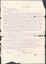 DOW JONES OWNER EDWARD D. JONES • ORIGINAL CARBON COPY OF TYPED LETTER from 1898