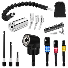 22Pcs Flexible-Drill-Bit-Extension Set, 105°Right-Angle-Drill Attachment,Hex Sha