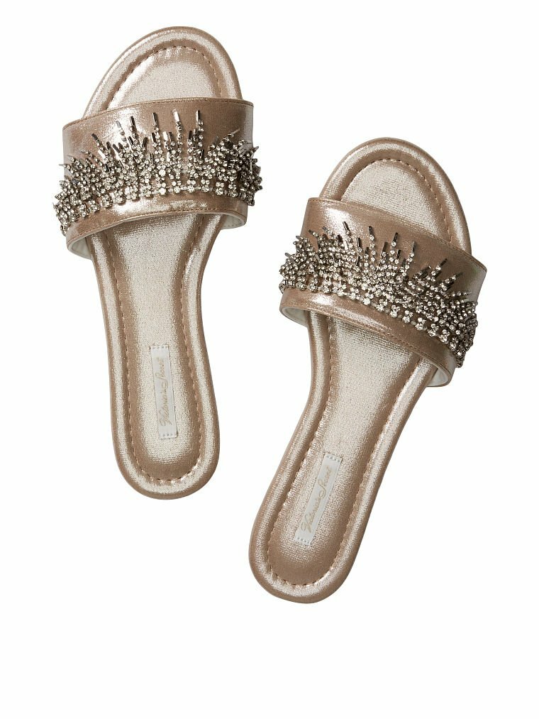 PANTOFOLA D’ORO VICTORIA'S SECRET Fringe Rhinestone Velvet Slides