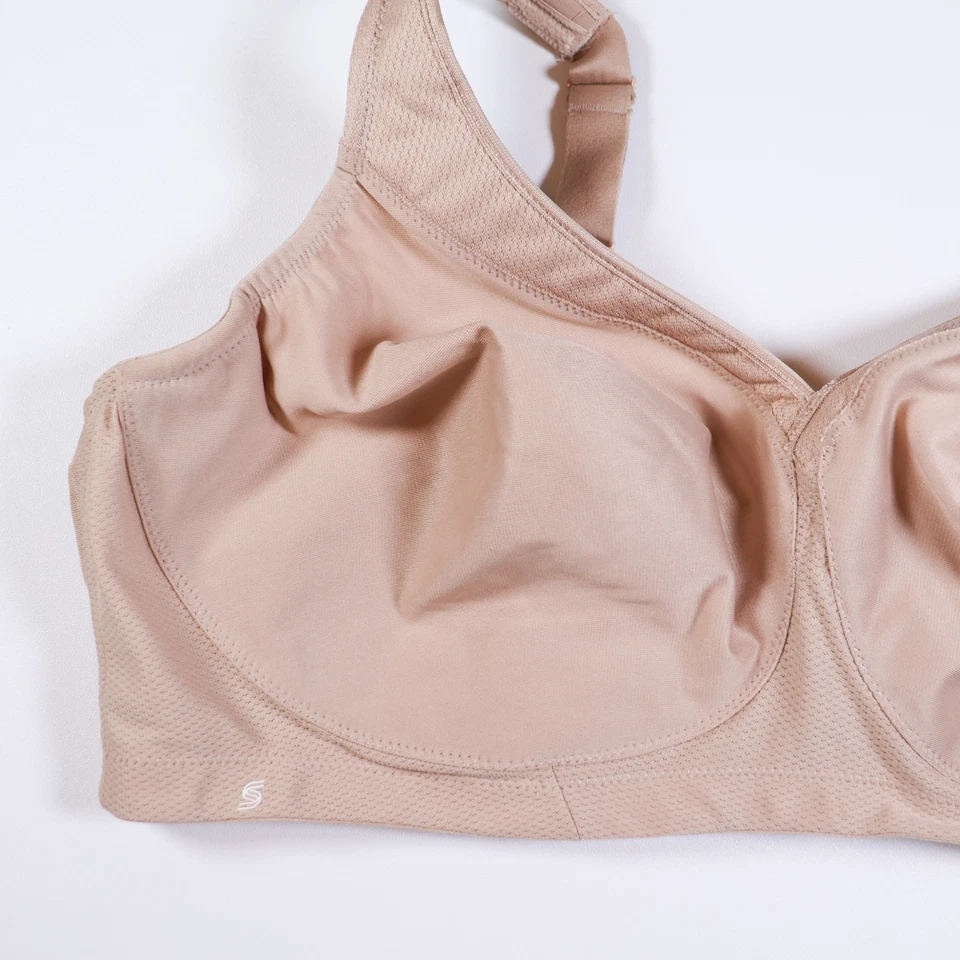 Sujetador deportivo Glamorise Magic Lift talla 48D estilo 1006 beige liso inalámbrico sin forro Foto 3 de 4