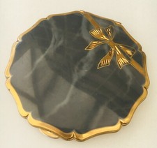 Vintage Stratton Grey and Gold Bow Compact REDUCED