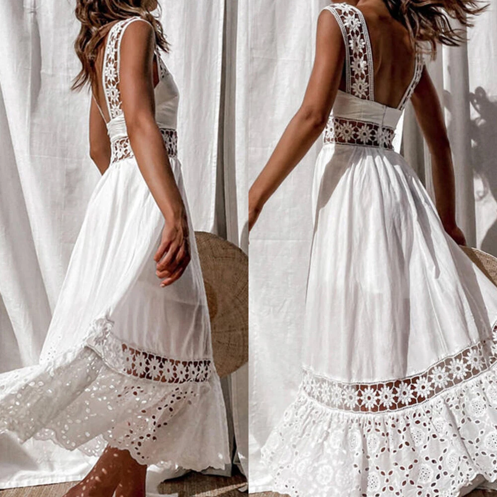 Lace boho maxi dress cheap