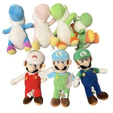 Nintendo Super Mario Bros Plush Lot Luigi Yoshi Pink Green Blue Toys