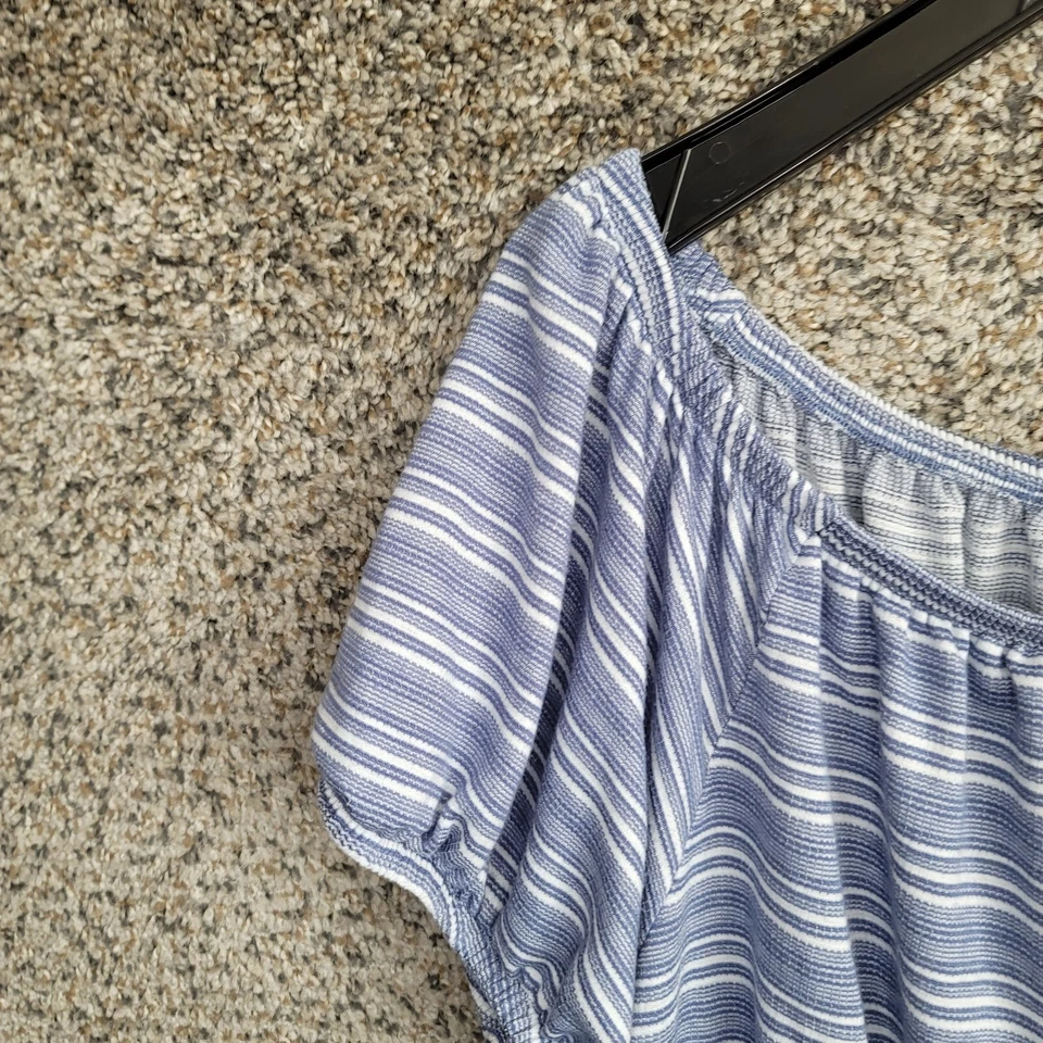 Top Lane Bryant para mujer Plus 18/20 azul fuera del hombro a rayas cintura corbata informal Foto 3 de 4