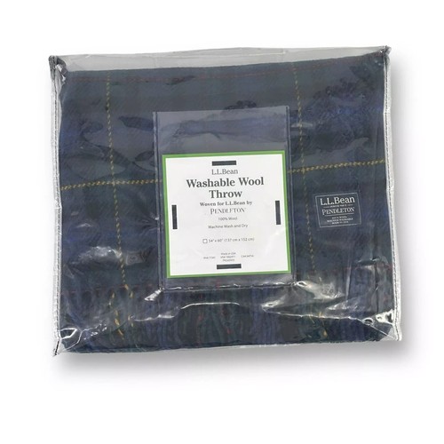 Pendleton LL Bean Washable Wool Throw Blanket Smith Plaid 54" X 60