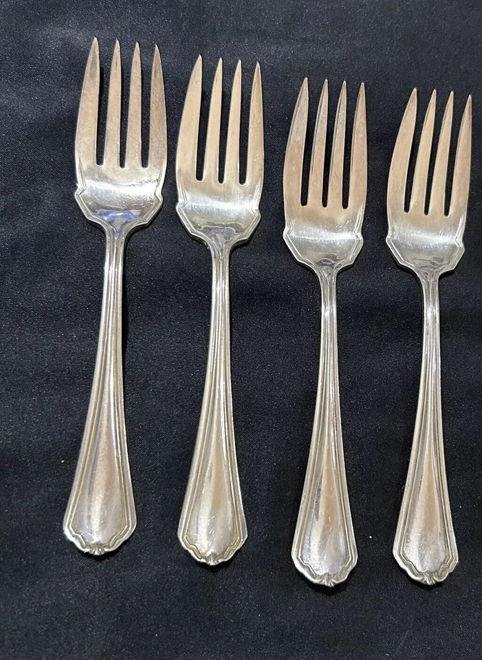 Lot Of 4 Rogers Puritan Salad Forks 6 1/8” Art Decor Modern Handle Art Deco - Image 3 of 4