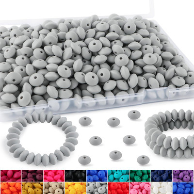 270Pcs Lentil Silicone Beads for Pens, 12Mm Silicone Spacer Beads for Keychain M