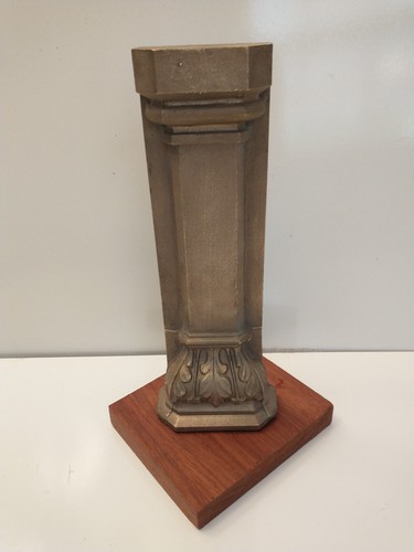 Vintage Brass Master Foundry Mold for Pediment 9 Inch Tall Element on Wood Base