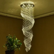 Yc. LUXURY Modern LED Crystal Pendant Lamp Lobby Spiral Stair ceiling Lighting