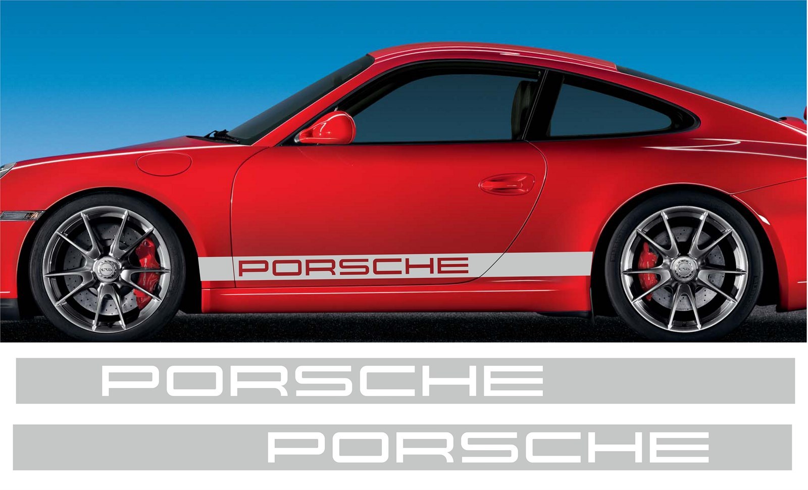 Bandes déco bas de caisse Porsche 996 stickers latéraux voiture de sport blanc