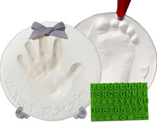 Baby Handprint Footprint Keepsake Ornament Kit Makes 2 - Bonus Stencil for Per