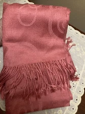 Dusty Rose Pink PASHMINA WRAP SCARF 70% PASHMINA 30% SILK BLEND Spiral Pattern