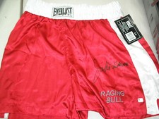 JAKE LAMOTTA Signed Custom RAGING BULL Boxing Trunks Autograph BAS BECKETT COA