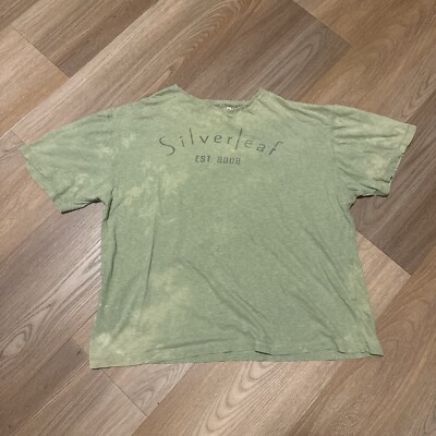 Red Jacket Brand Silver Leaf T-shirt Green Tie Dye Size 2XL