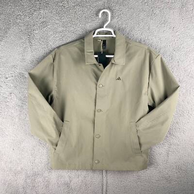 New Adidas Golf Go-To Chore Shirt Jacket Mens Size M Silver Pebble Green IU4711