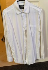 Georges White Solid 80s 2Ply Combined Cotton Formal Business Dress Shirt M 38/40