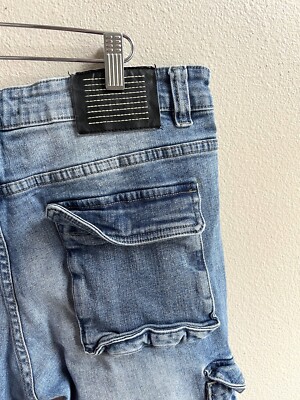 Serenede Cargo Skinny Jeans Men's Size 36 Blue Denim Drawcord