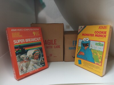 6 NEW COOKIE MONSTER MUNCH + 6 SUPER BREAKOUT FOR PAL ATARI 2600 & 2600+ #11D