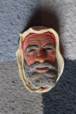 Bossons 5x4'' Scheich arabischer Wüstenmann VINTAGE Wandrelief KREIDEGESCHIRR 1957 grauer Bart