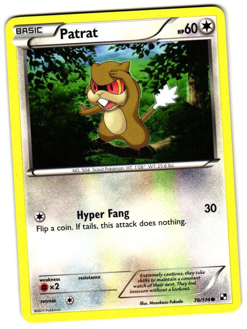 Pokemon Black and White Patrat (78) #78/114 Common Lightly played