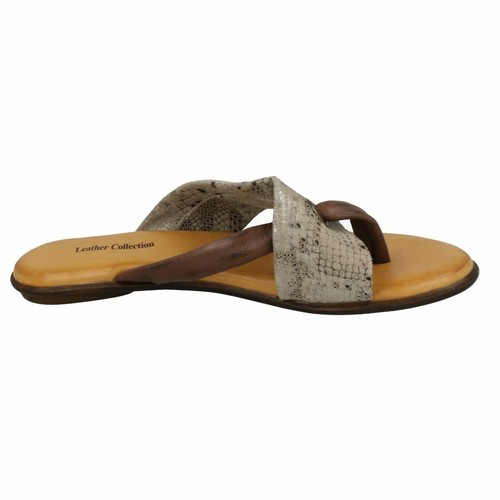 Ladies Leather Collection 'F00128' Casual Toe Post Sandals - Picture 15 of 18