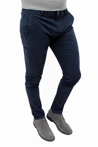 PANTALONI UOMO DIAMOND CASUAL INVERNALI BLU SCURO SLIM FIT ADERENTI IN  COTONE | eBay