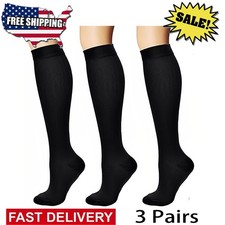 3Pairs Compression Socks Stockings Mens and Womens Knee High Medical Relief S-XL