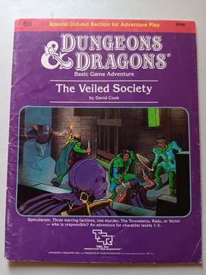 1984 TSR Dungeons & Dragons B6 9086 The Veiled Society Module