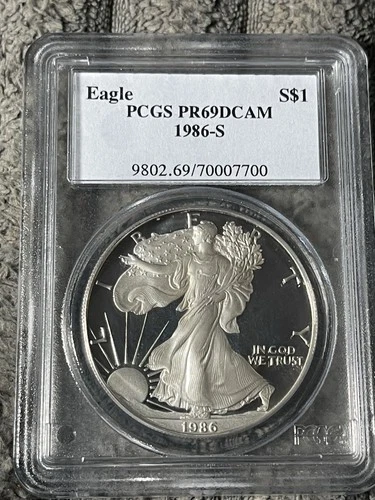 Photo of a 1986-S American Silver Eagle Proof from an eBay listing that sold on Jul 22, 2026