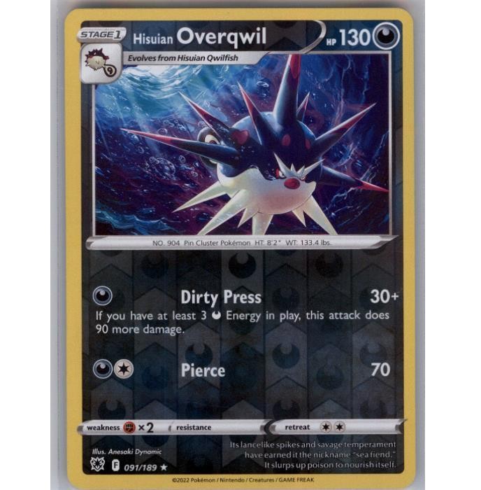 Hisuian Overqwil 091/189 Rare Astral Radiance Pokemon Reverse Holo Near Mint