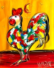 ROOSTER   IMPRESSIONIST  ORIGINAL OIL  PAINTING - ABSTRACT ART FY87E