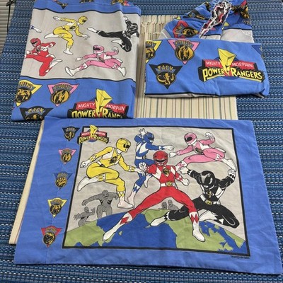 Vintage Mighty Morphin Power Rangers Twin Sheets Complete Set Anime Saban 1994
