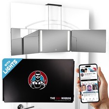 The 360 Mirror - 3 Way Mirror for Self Hair Cutting - Adjustable Trifold Barb...