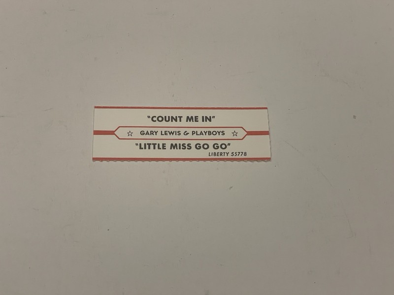 Jukebox Title Strip Gary Lewis & The Playboys Count Me In Little Miss Go Go