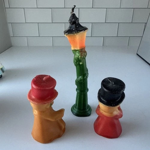 Vintage 1950s Gurley Christmas Candles Carolers Street Lamp Post Set of 3 image 10