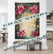 Poinsettia Letter tapestry elegant decor 59X82 in