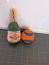 Haute Diggity Dog Woof Clicquot Rose' Champagne Bottle Dog Toy S & Chuckit Ball 