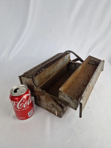 Vintage Metal Tool Box Cantilever Toolbox