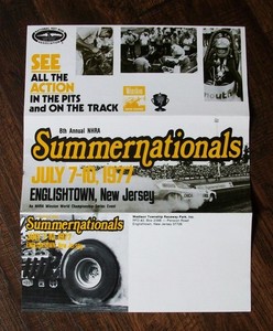 VINTAGE 1977 NHRA SUMMERNATIONALS Event Flyer Poster Raceway Park Englishtown NJ