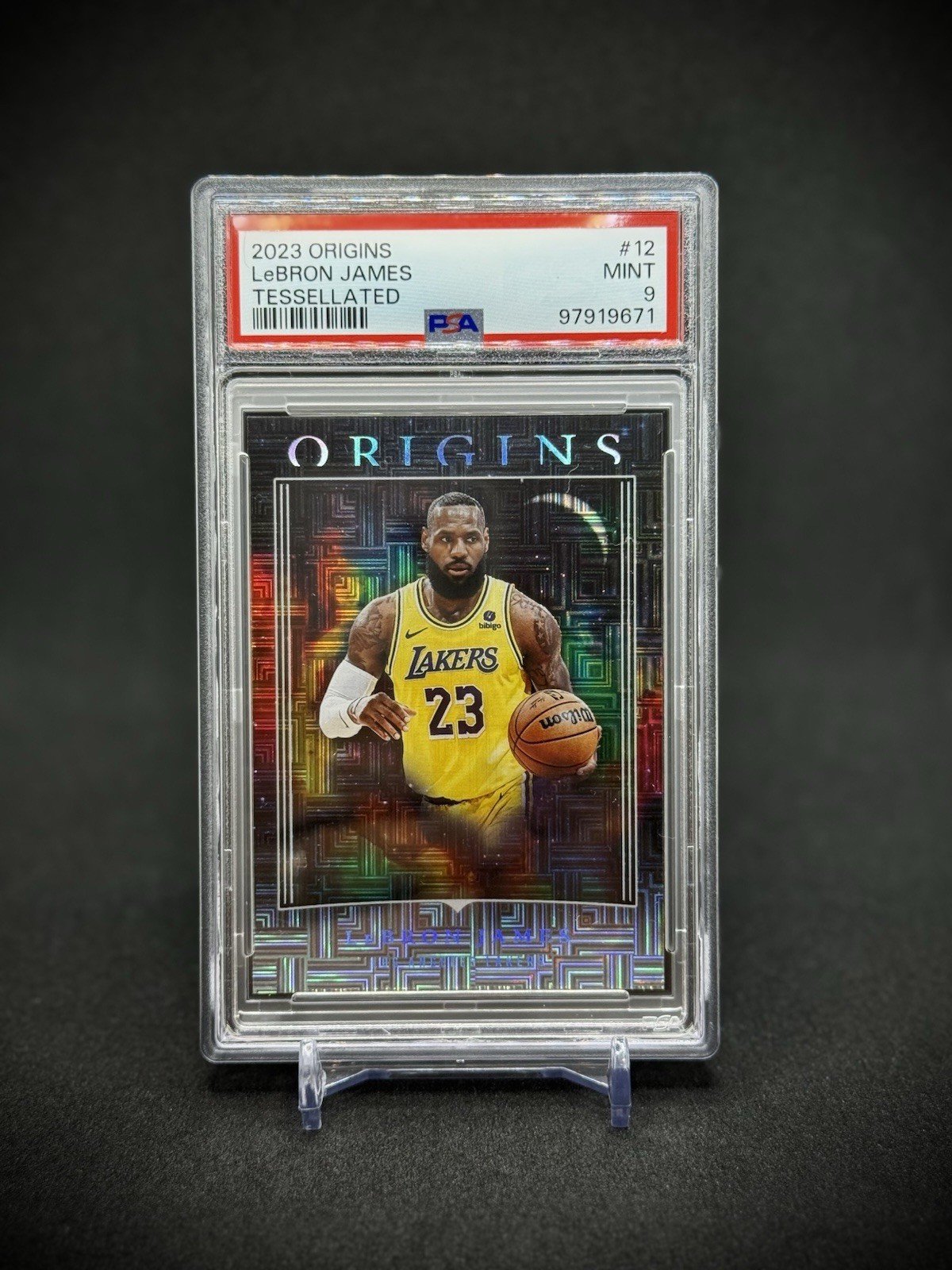 Lebron James 2023 Panini Origins Tessellated SP PSA 9 Mint LA Lakers