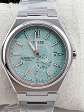Citizen Titanium Automatic Small Seconds Aqua Dial NJ0180-80X Full Kit BNIB